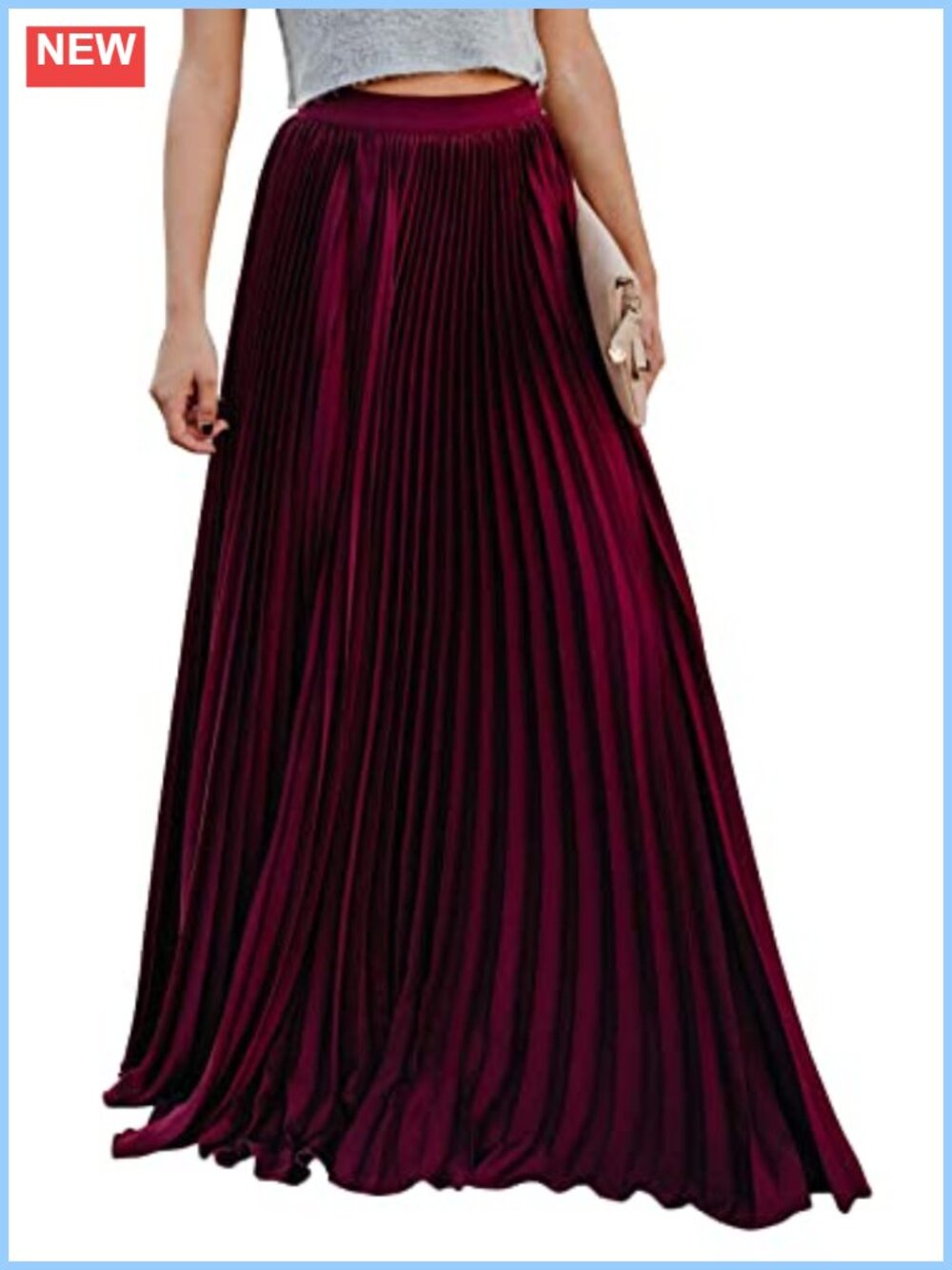 Women's High Waist Flowy Pleated Chiffon Maxi Skirt
